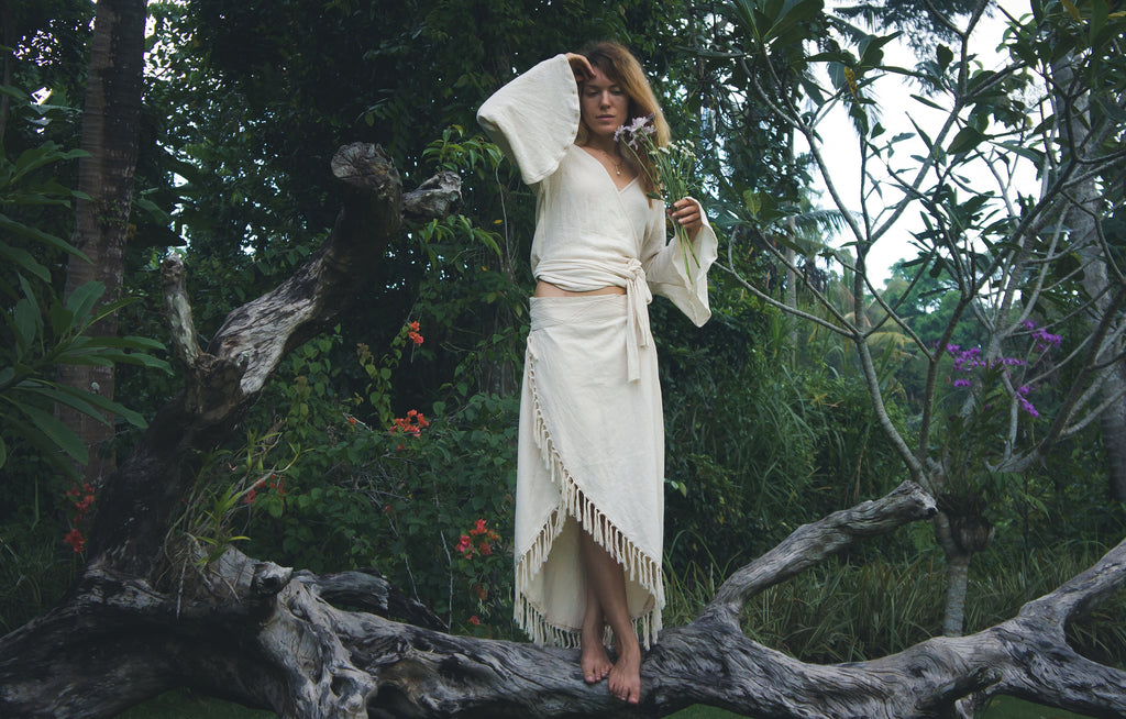 Hope Ivory Cotton Wrap Maxi Skirt — view 4