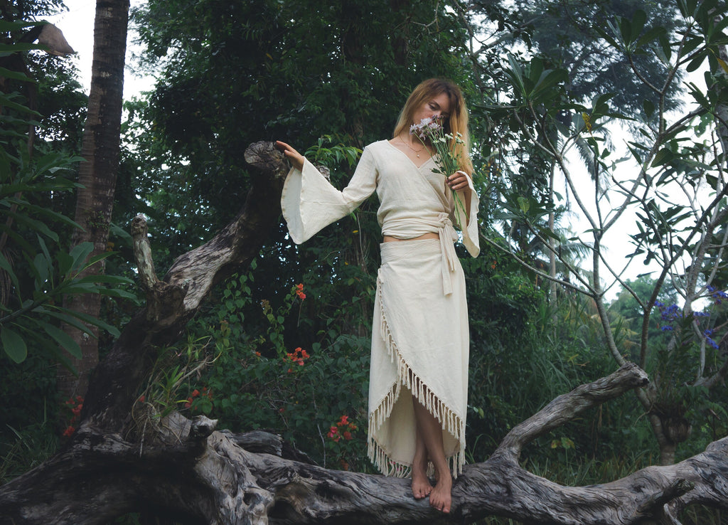 Hope Ivory Cotton Wrap Maxi Skirt — view 2
