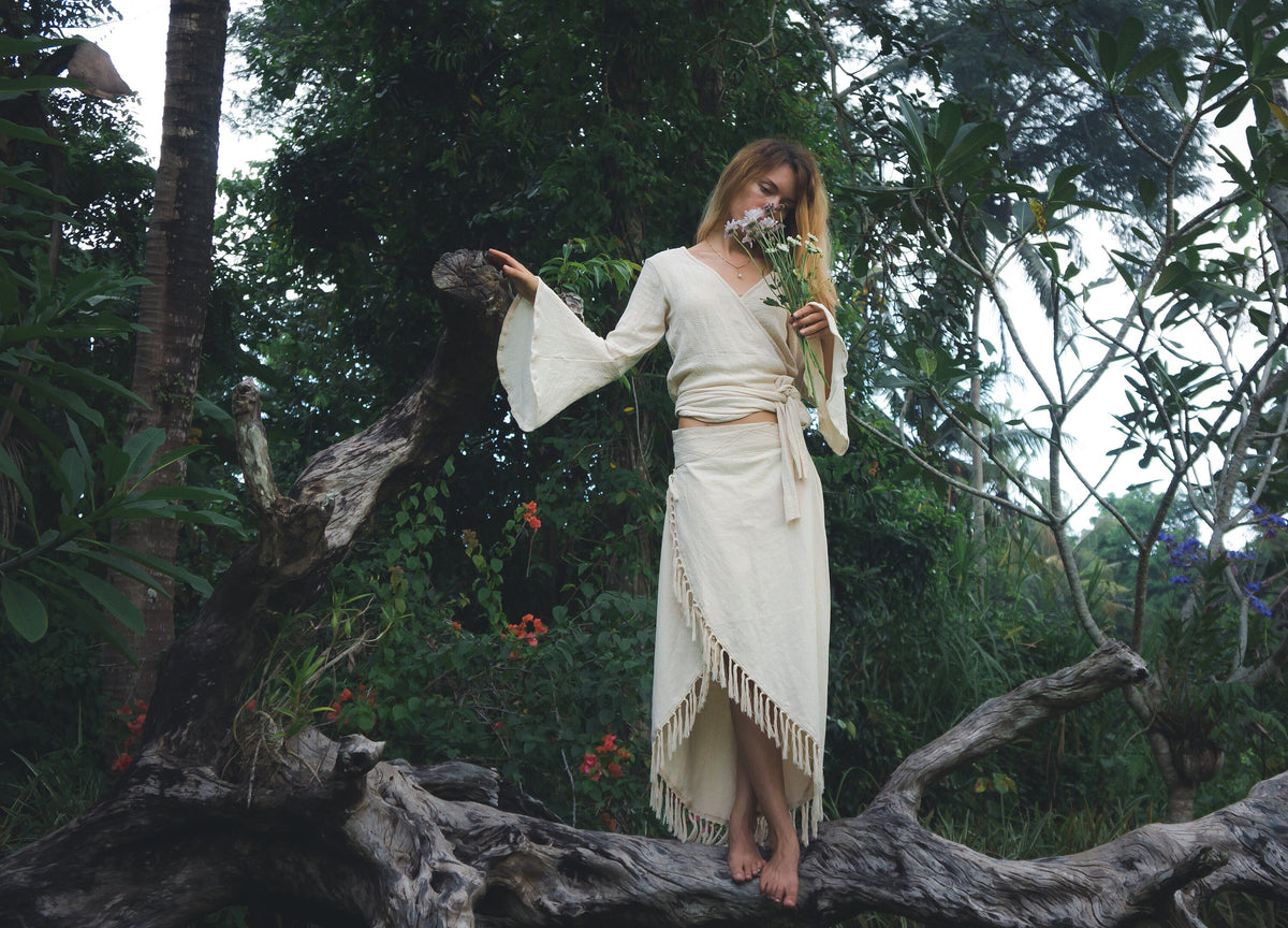 Hope Ivory Cotton Wrap Maxi Skirt — view 2