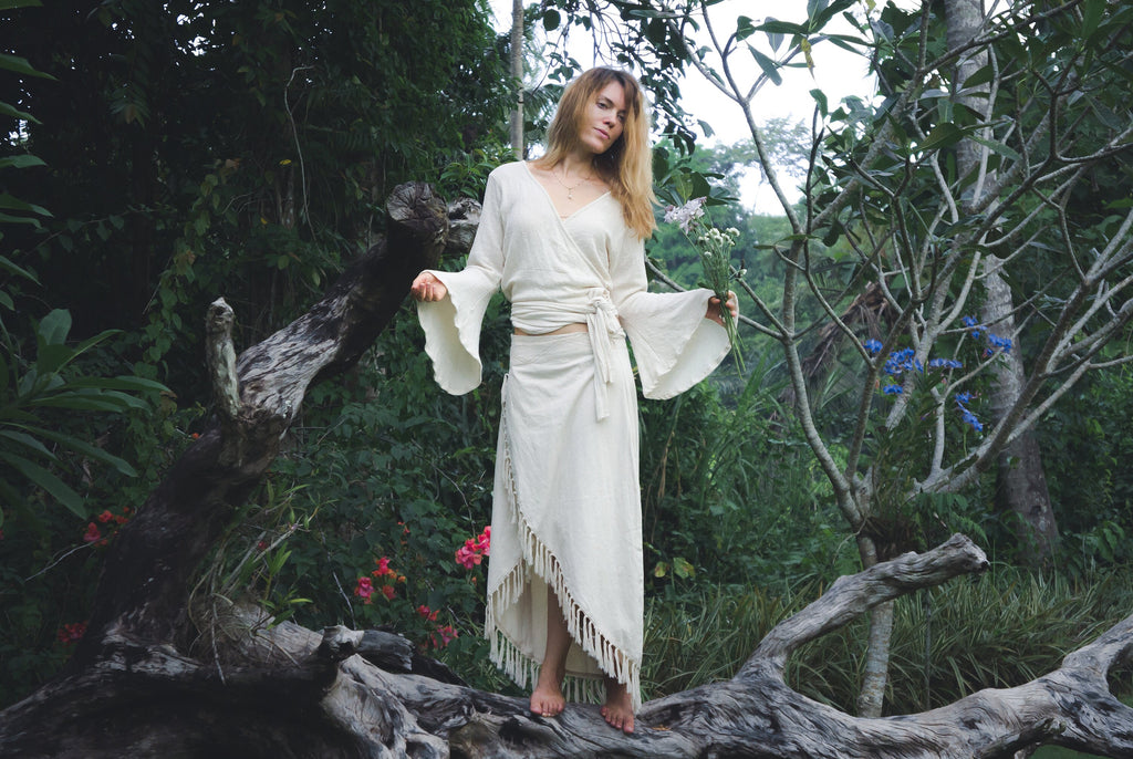 Hope Ivory Cotton Wrap Maxi Skirt — view 3