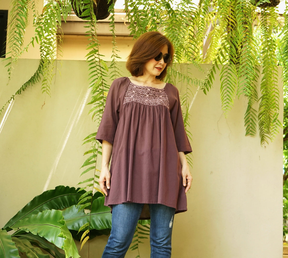 Stella Plum Cotton Blouse — view 2
