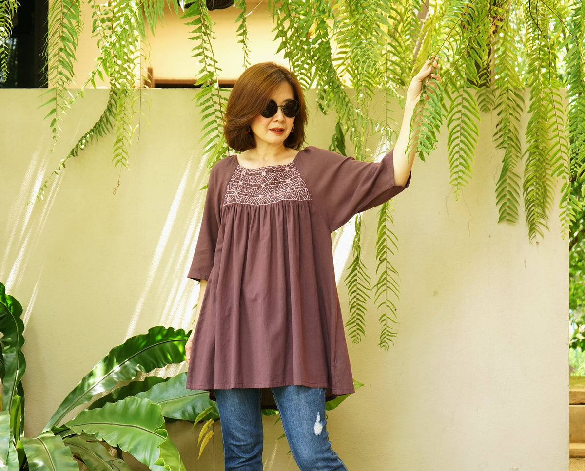 Stella Plum Cotton Blouse — view 4
