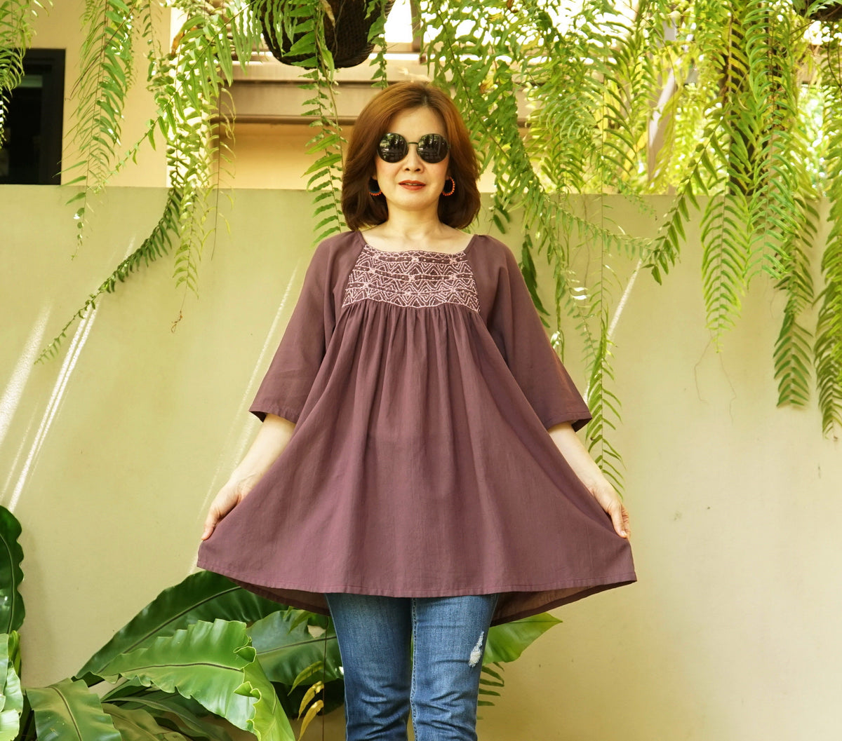 Stella Plum Cotton Blouse — Hippie Chick