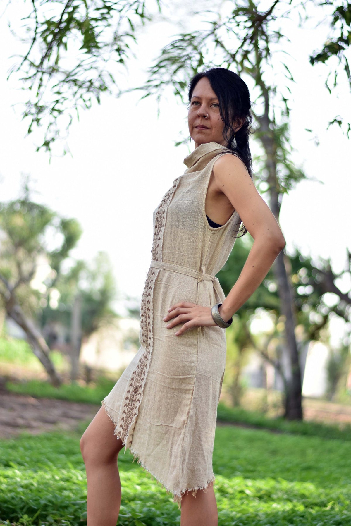 Winnie Beige Cotton Maxi Dress — view 2