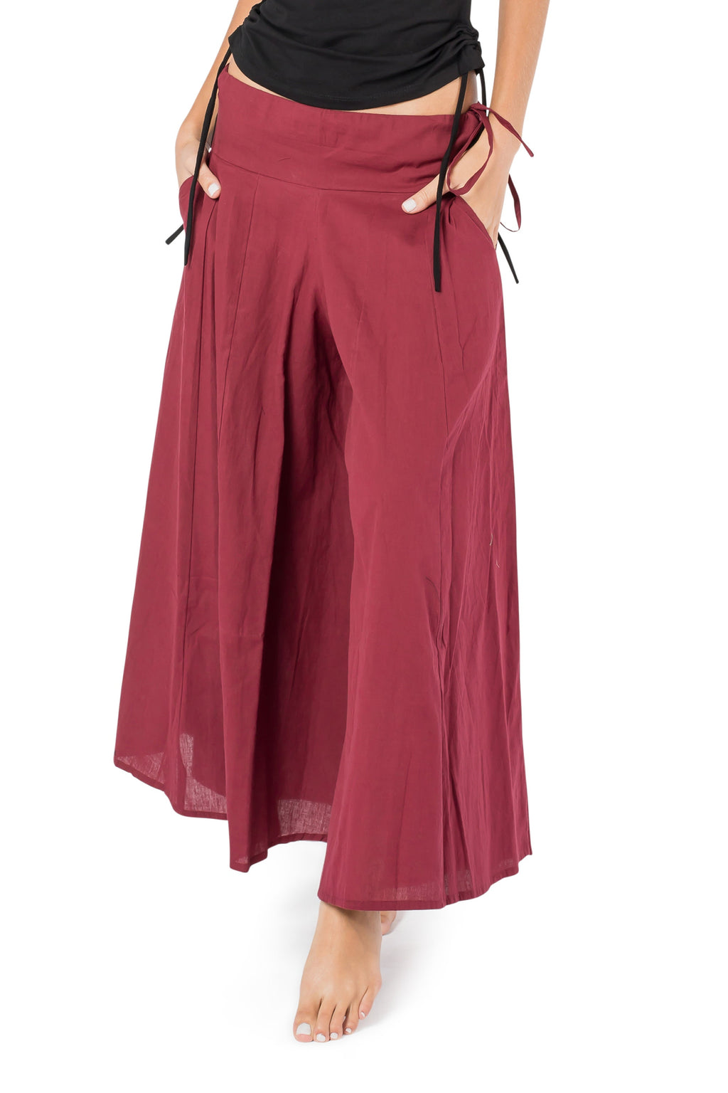 Ava Red Cotton Maxi Skirt — view 3