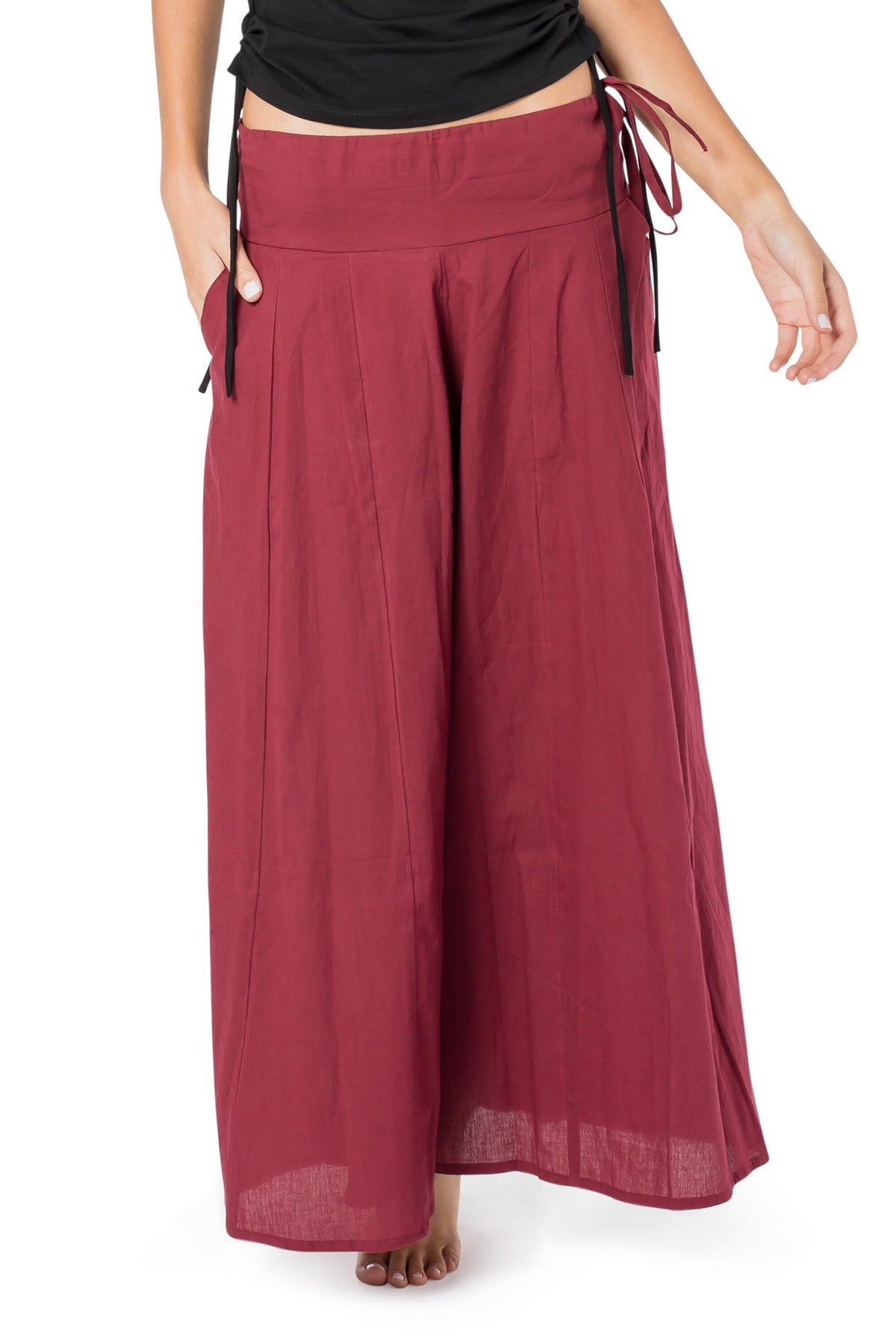 Ava Red Cotton Maxi Skirt — view 2