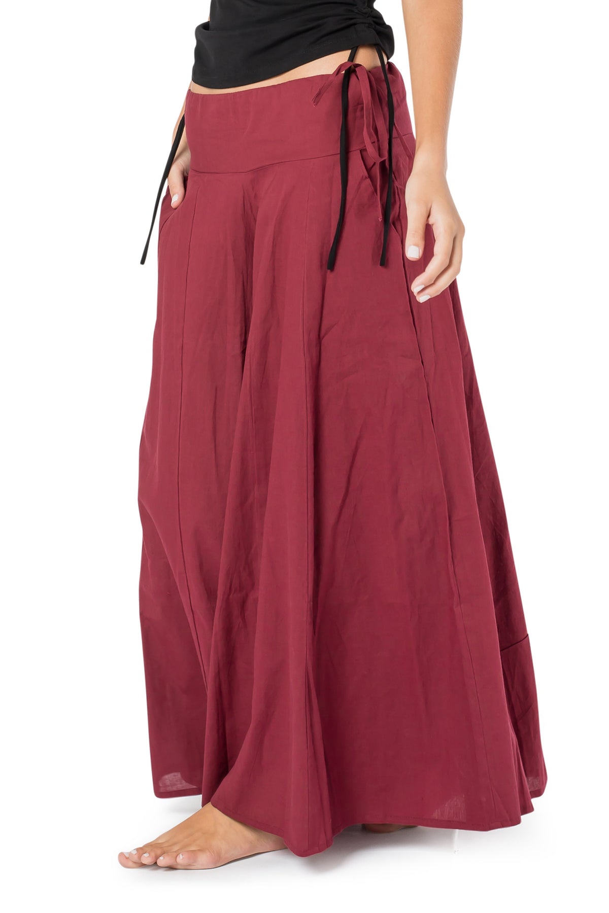Ava Red Cotton Maxi Skirt — view 4