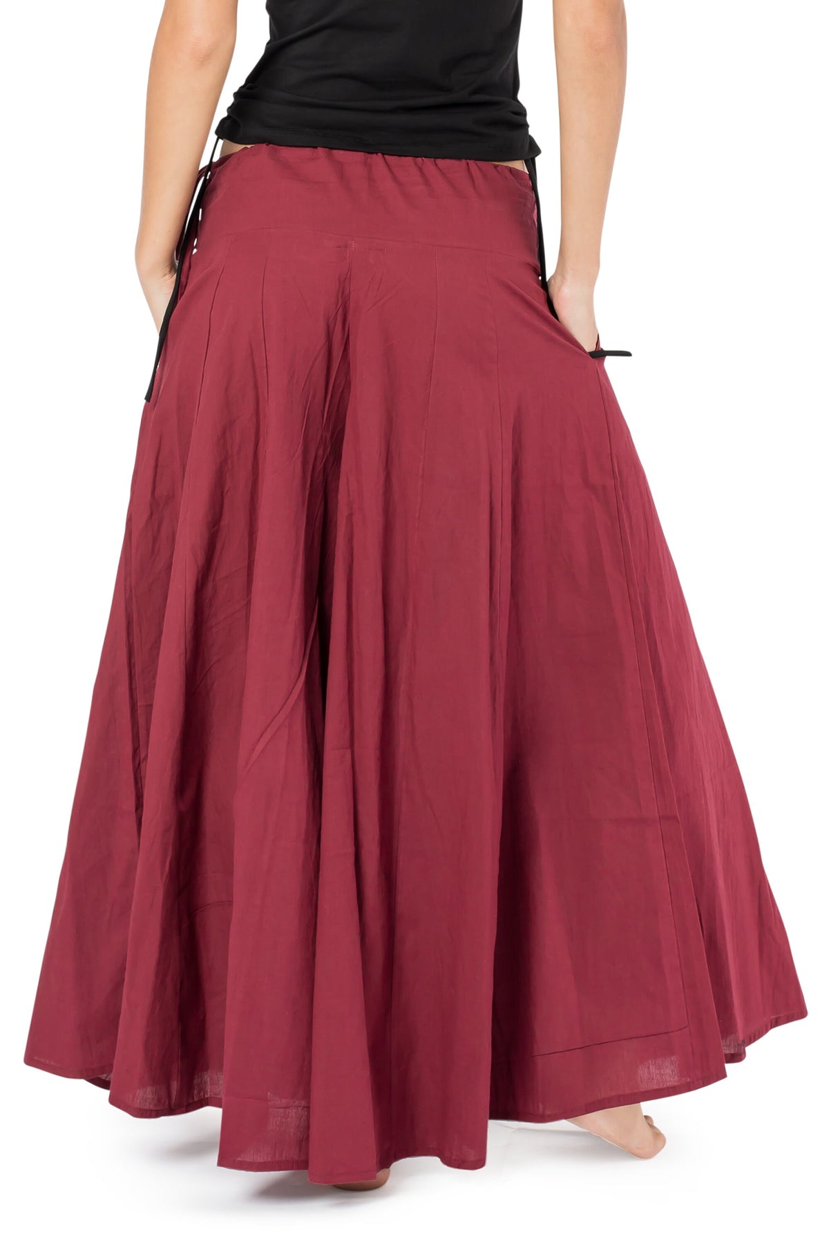 Ava Red Cotton Maxi Skirt — view 5