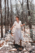 Fern Gray Linen Wrap Maxi Skirt — Hippie Chick