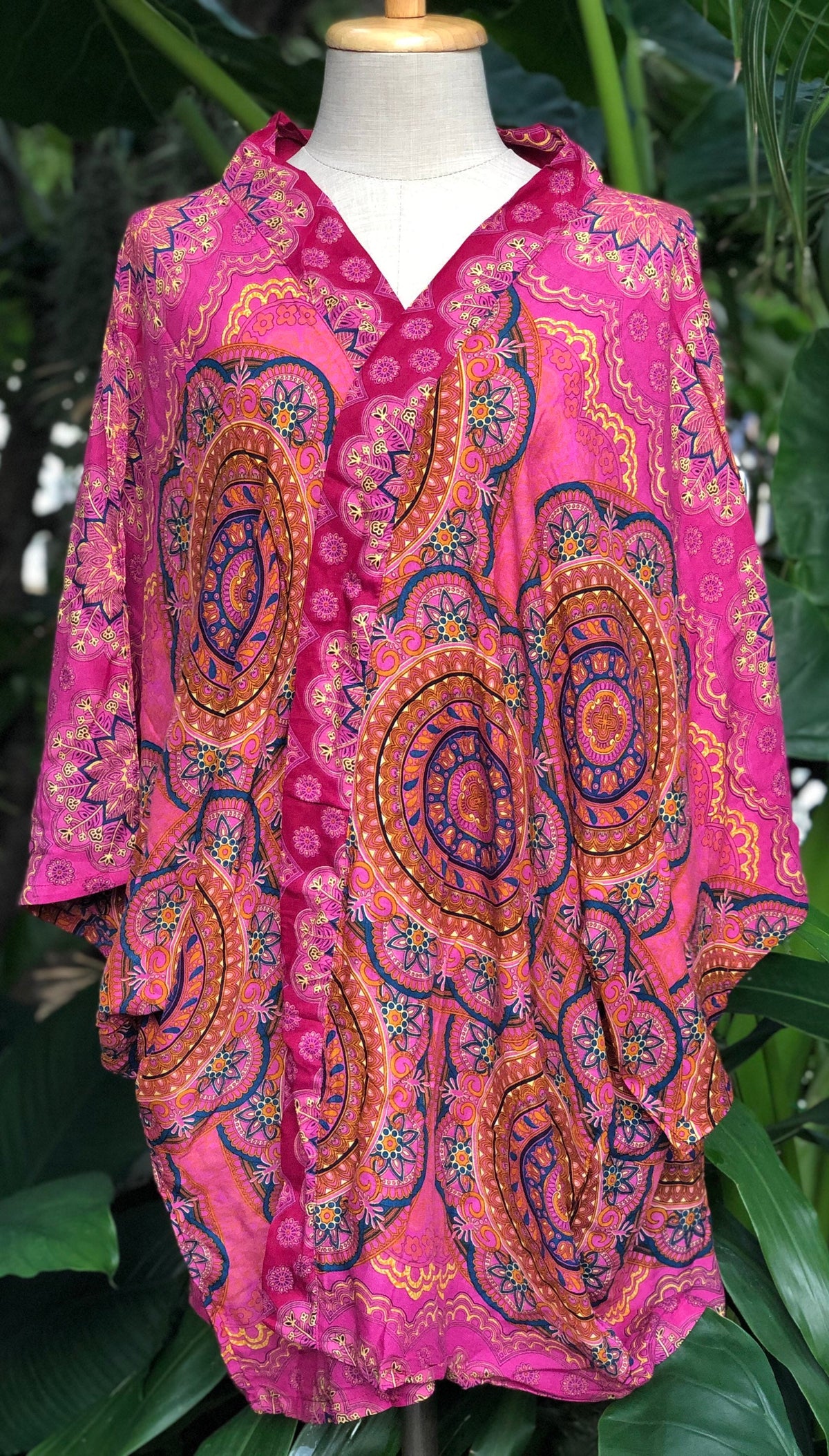 Delia Pink Cotton Kimono — view 3