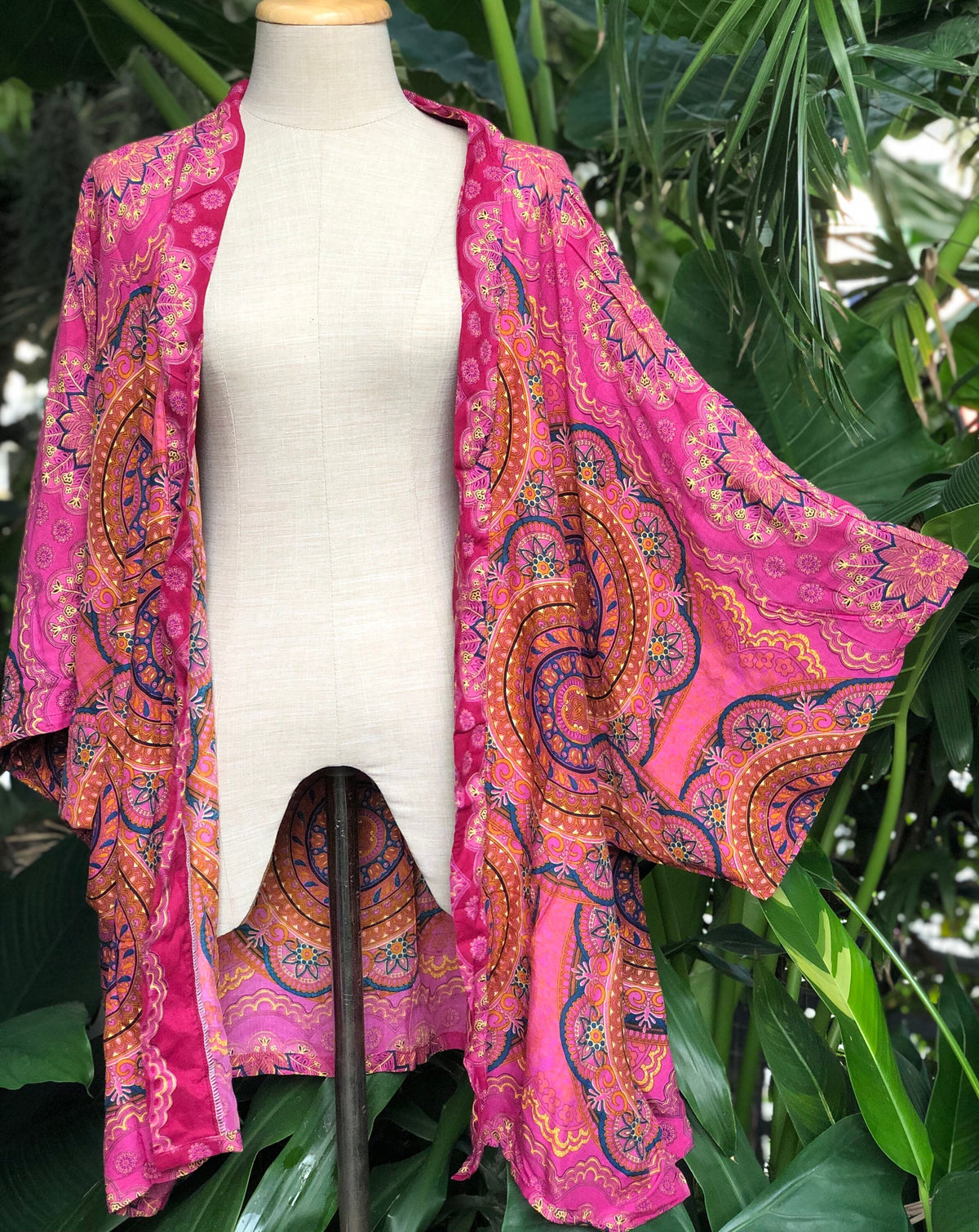 Delia Pink Cotton Kimono — view 4