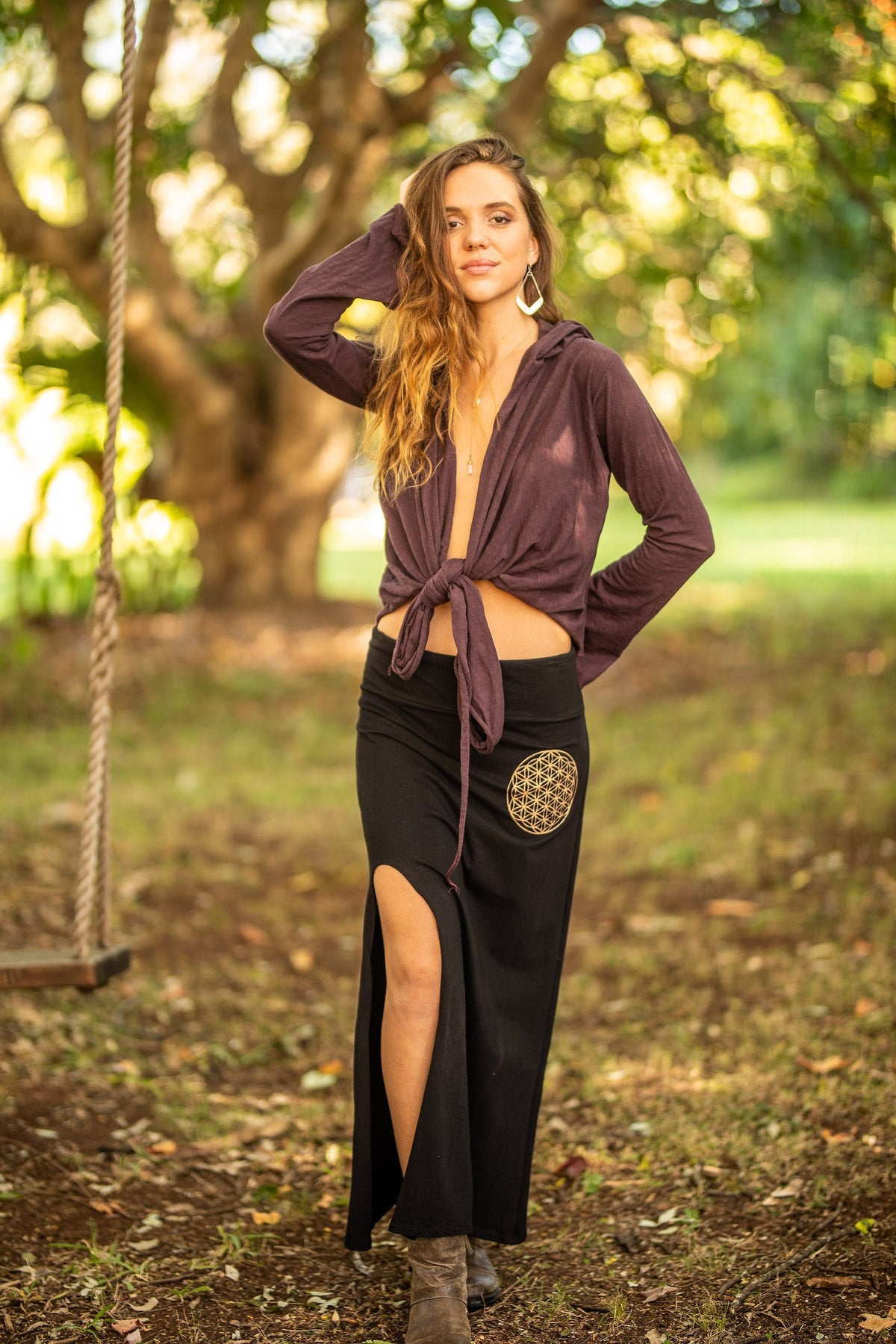 Elena Black Cotton Maxi Skirt — Hippie Chick