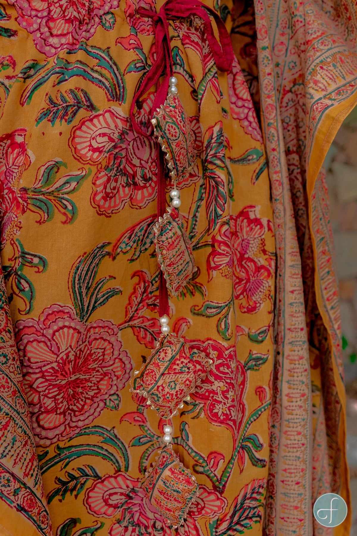 Zara Floral Cotton Kaftan Maxi Dress — view 6