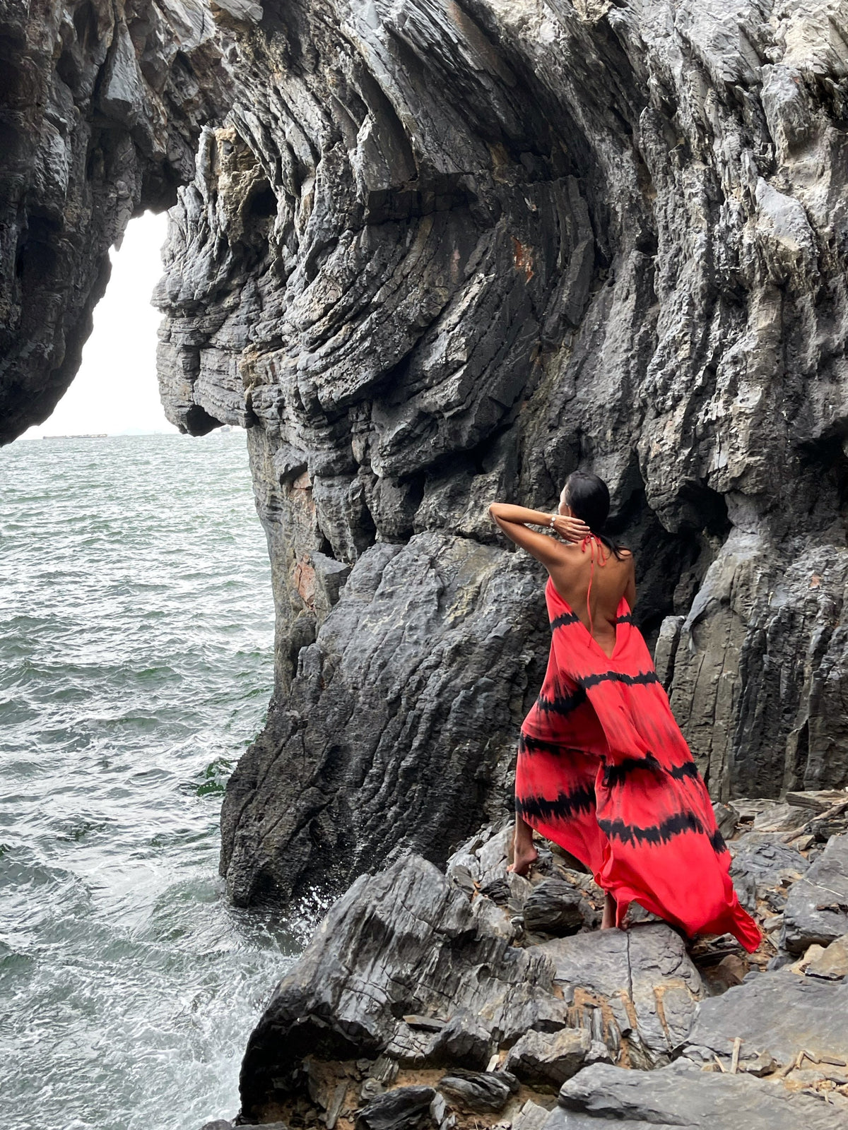 Goldie Red Tie-Dye Maxi Dress — view 5