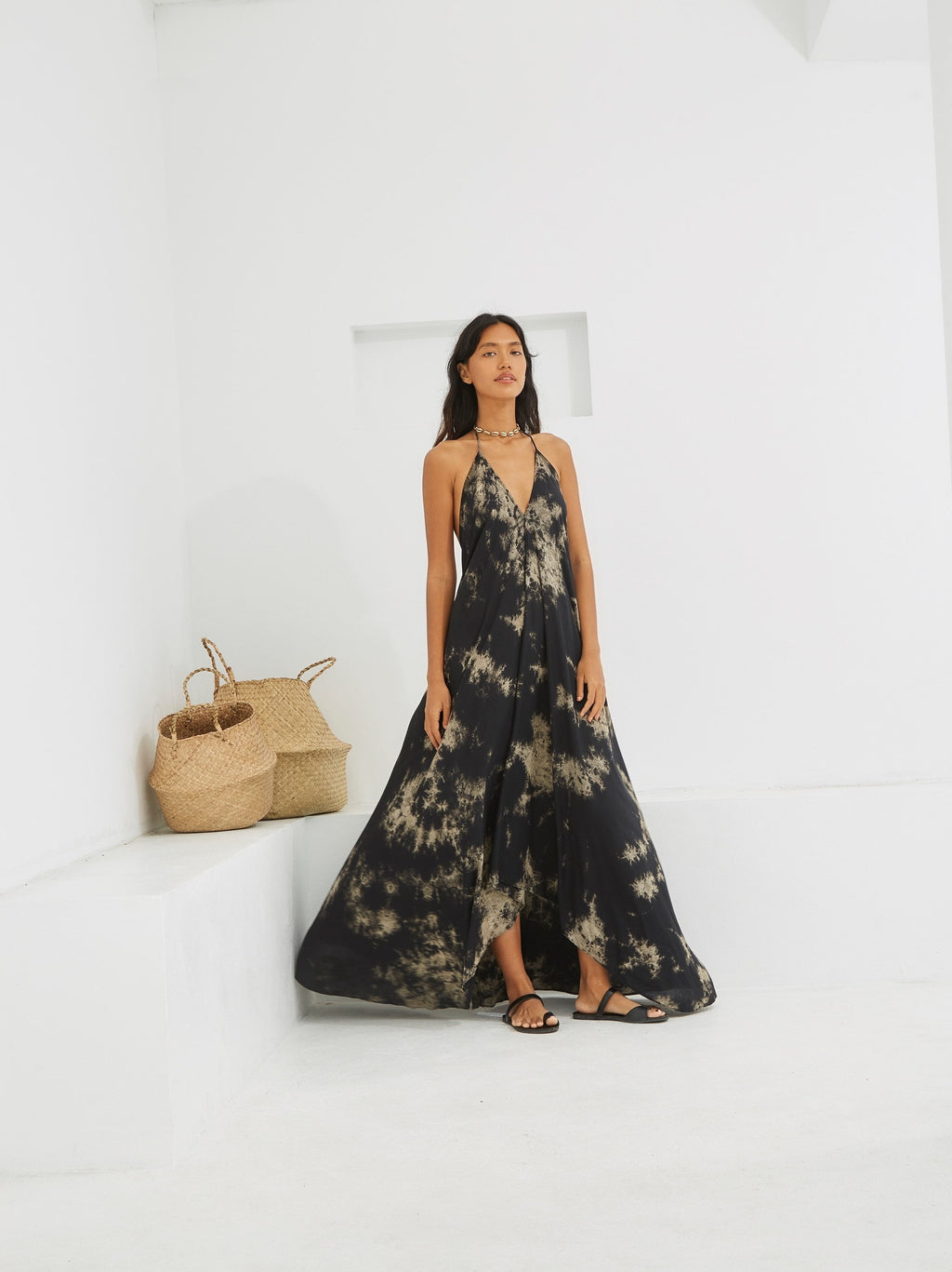 Alma Black Tie-Dye Maxi Dress — Hippie Chick