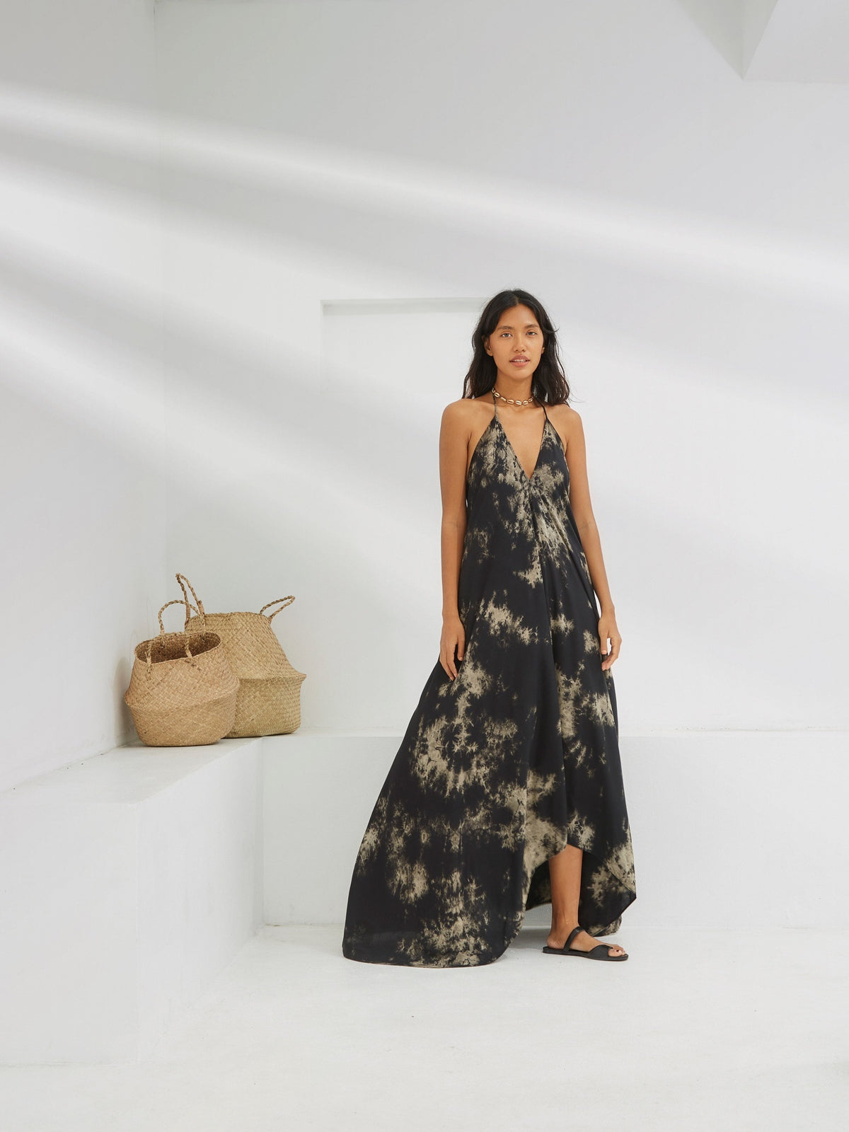 Alma Black Tie-Dye Maxi Dress — view 2