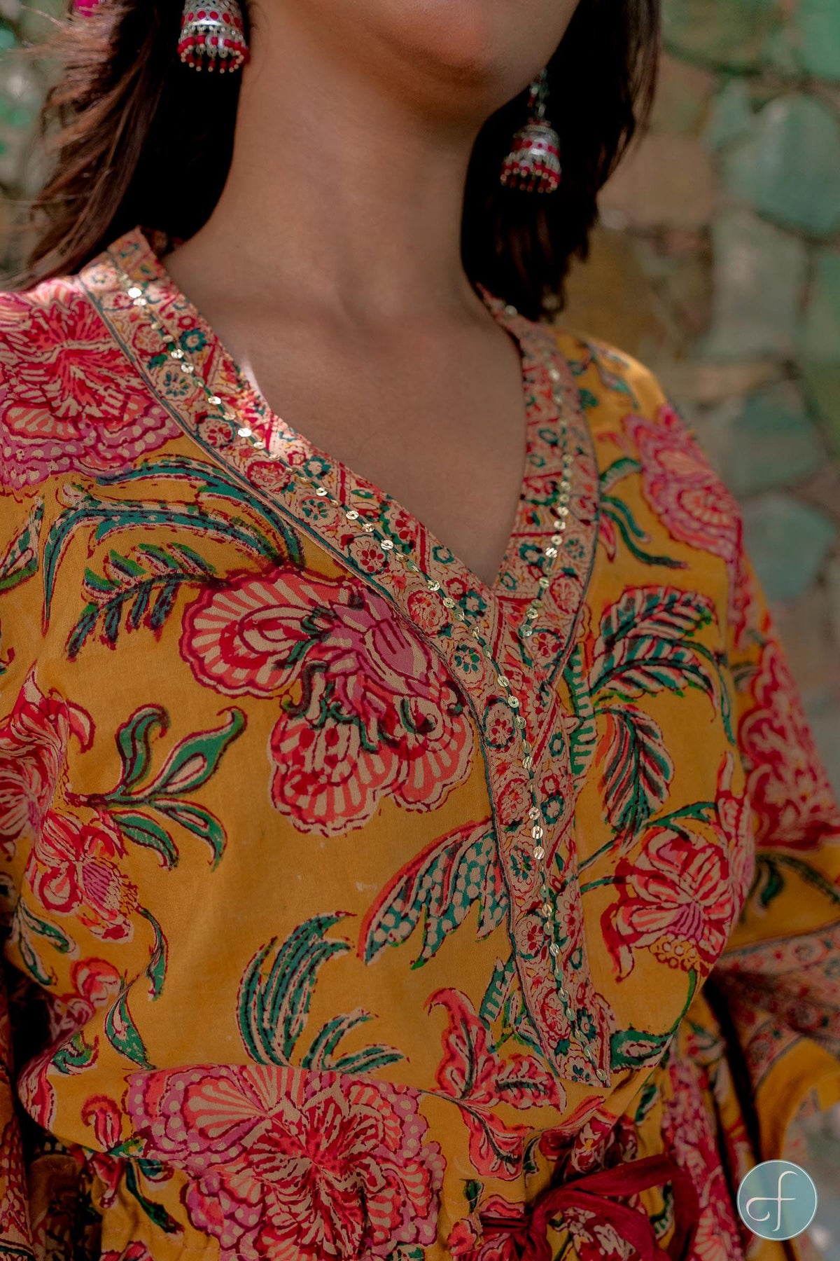 Zara Floral Cotton Kaftan Maxi Dress — view 5