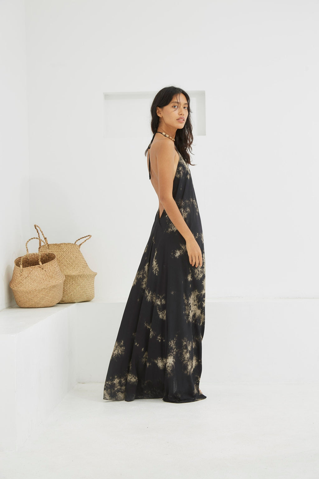 Alma Black Tie-Dye Maxi Dress — view 3