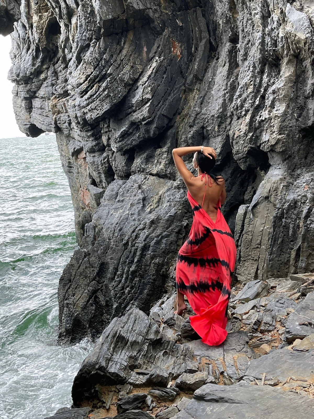 Goldie Red Tie-Dye Maxi Dress — view 4