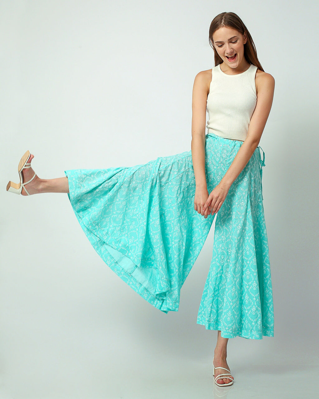Nadia Light Blue Cotton Pants — Hippie Chick