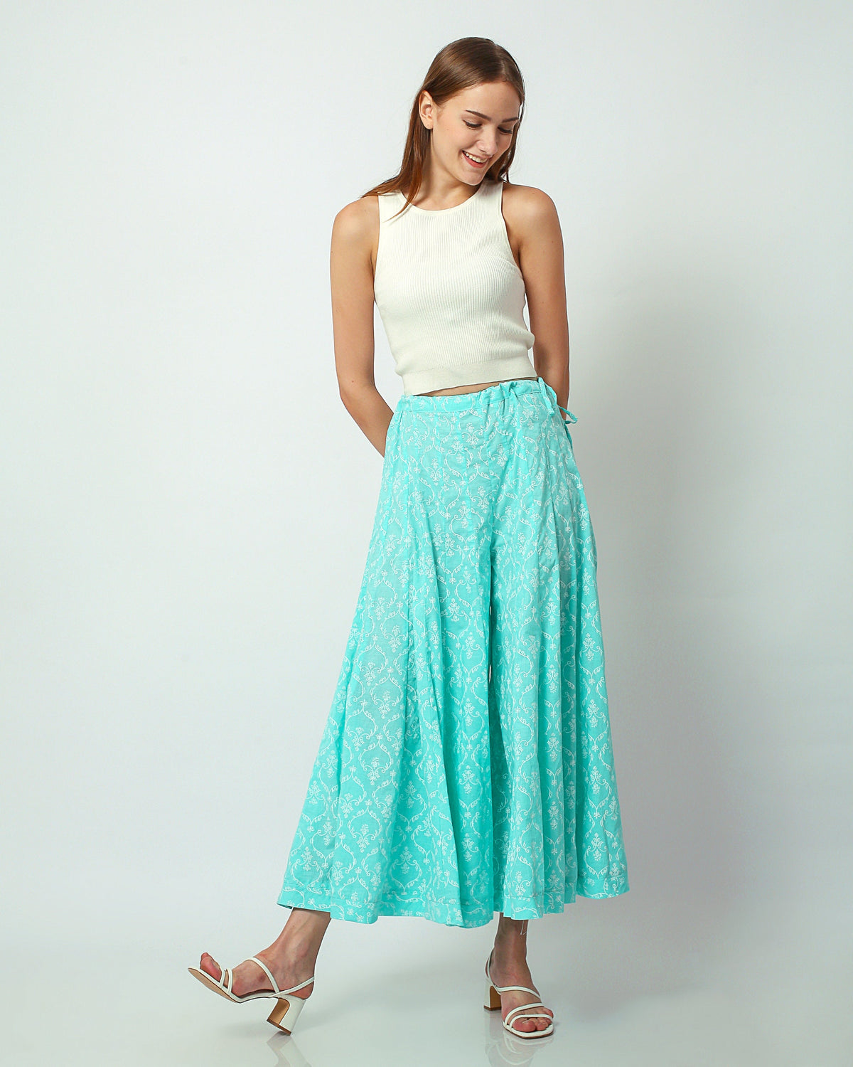 Nadia Light Blue Cotton Pants — view 2