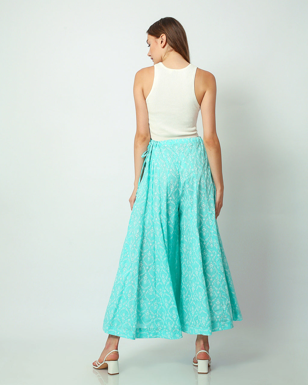 Nadia Light Blue Cotton Pants — view 3