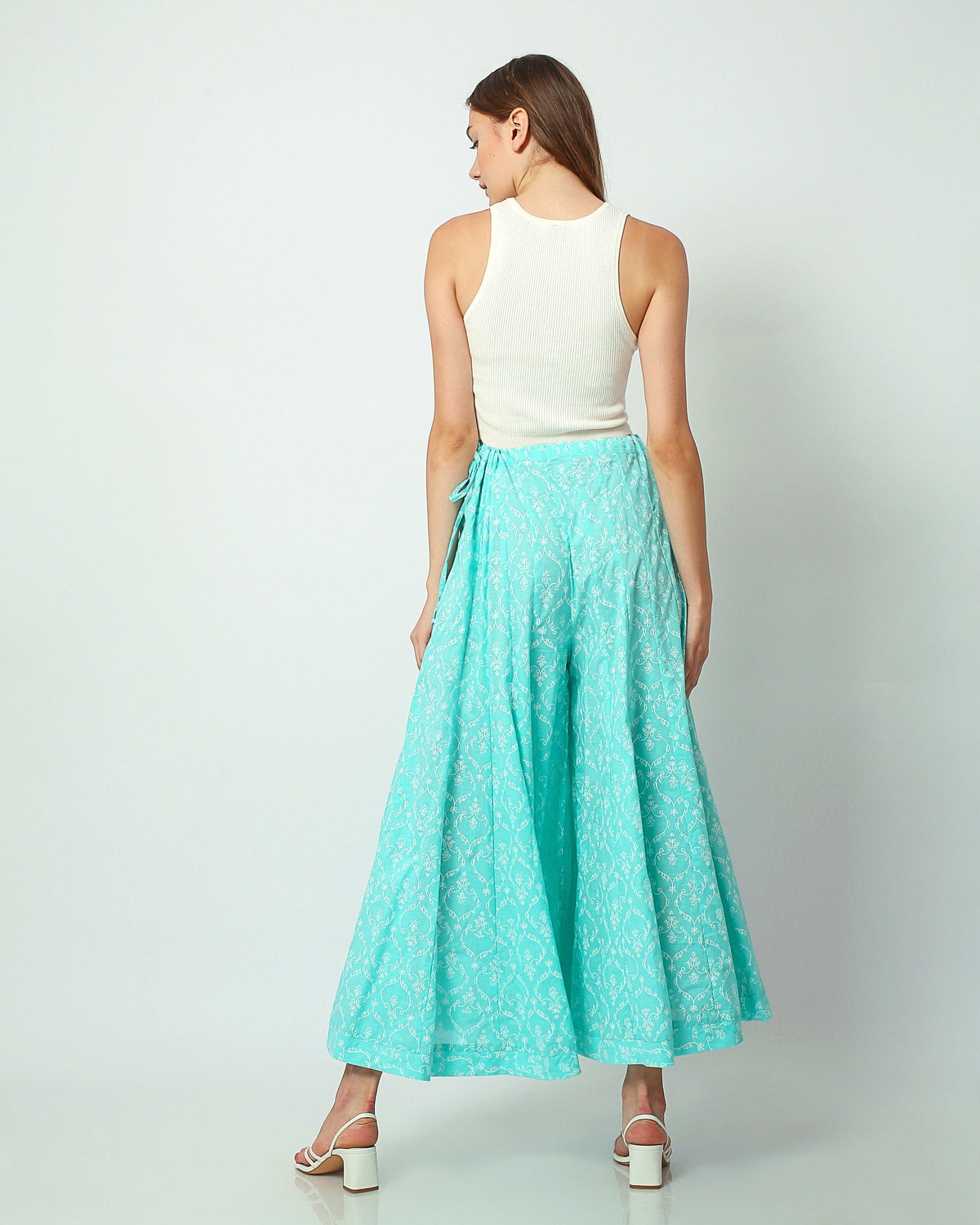 Nadia Light Blue Cotton Pants — view 3