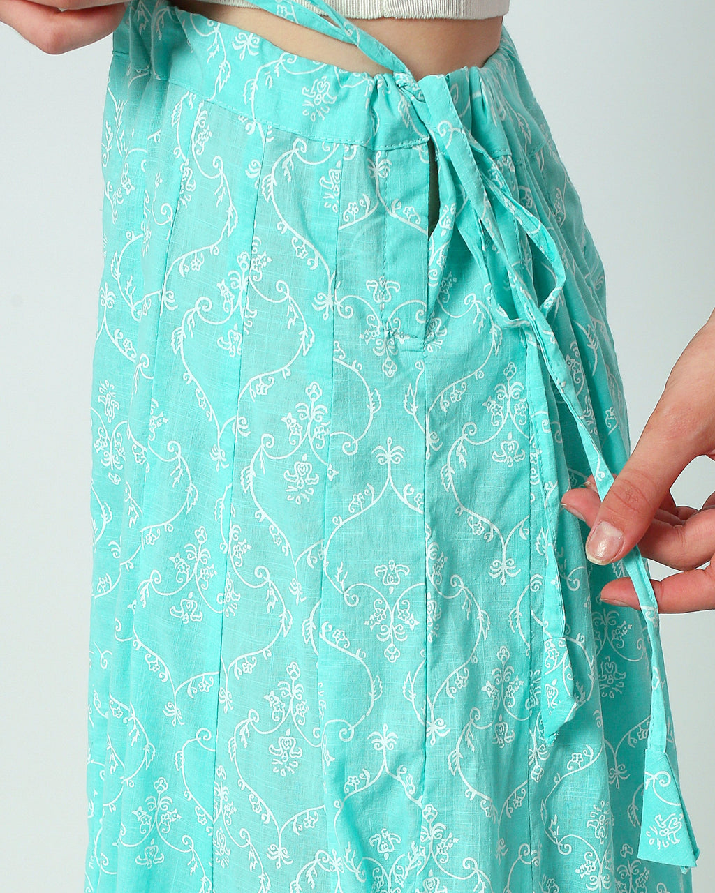 Nadia Light Blue Cotton Pants — view 4