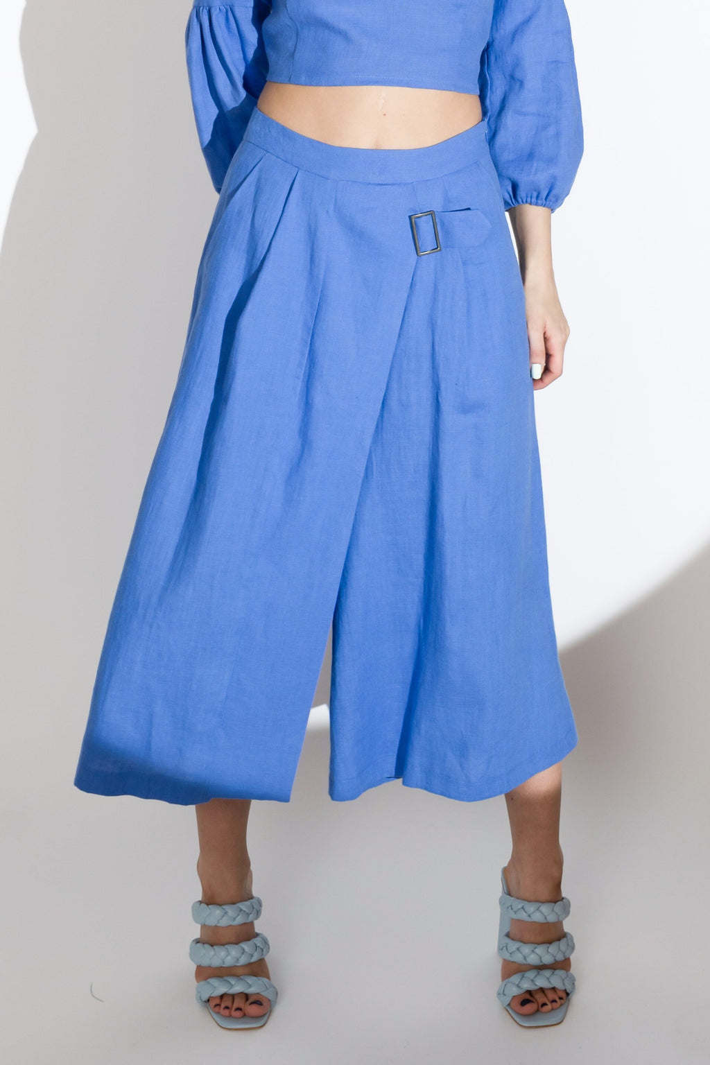 Lucia Blue Linen Pants — view 2