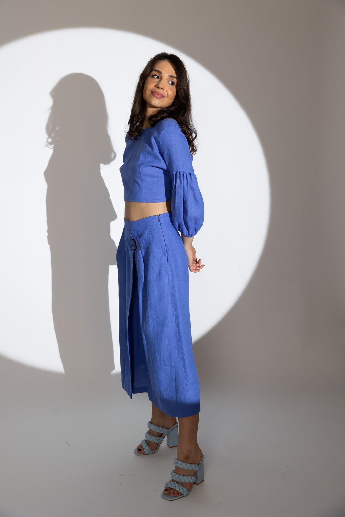Lucia Blue Linen Pants — view 5