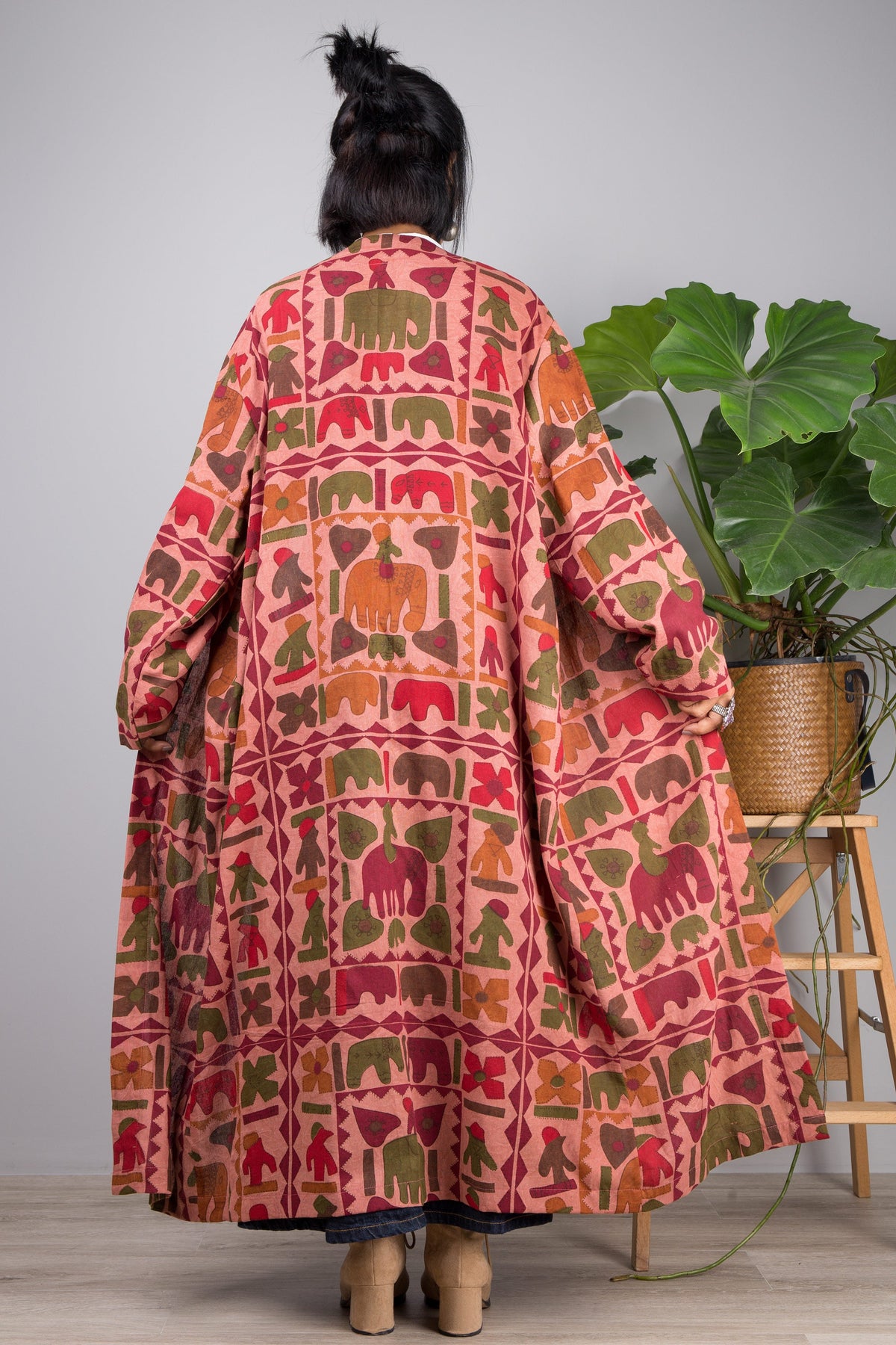 Rhea Brown Cotton Wrap Kimono — view 3