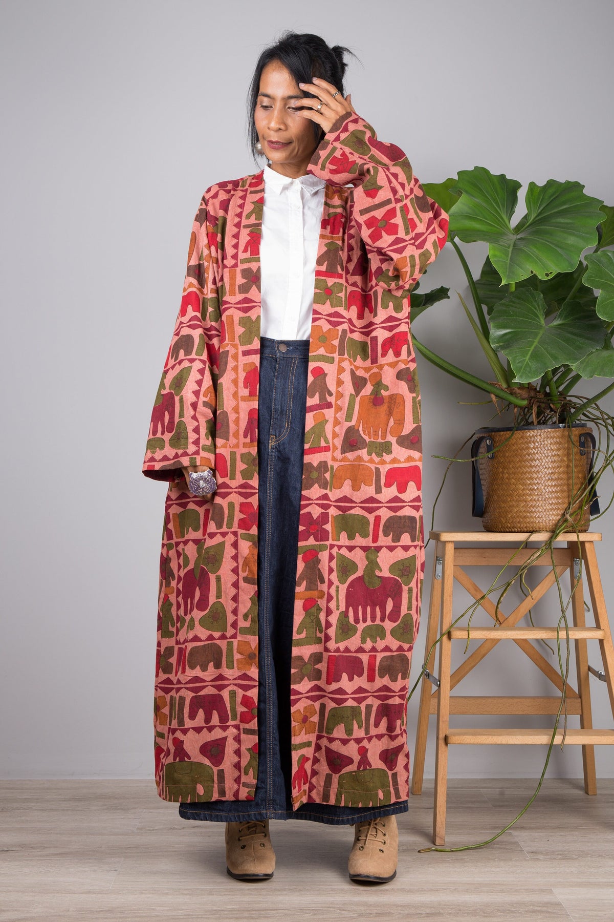 Rhea Brown Cotton Wrap Kimono — view 4