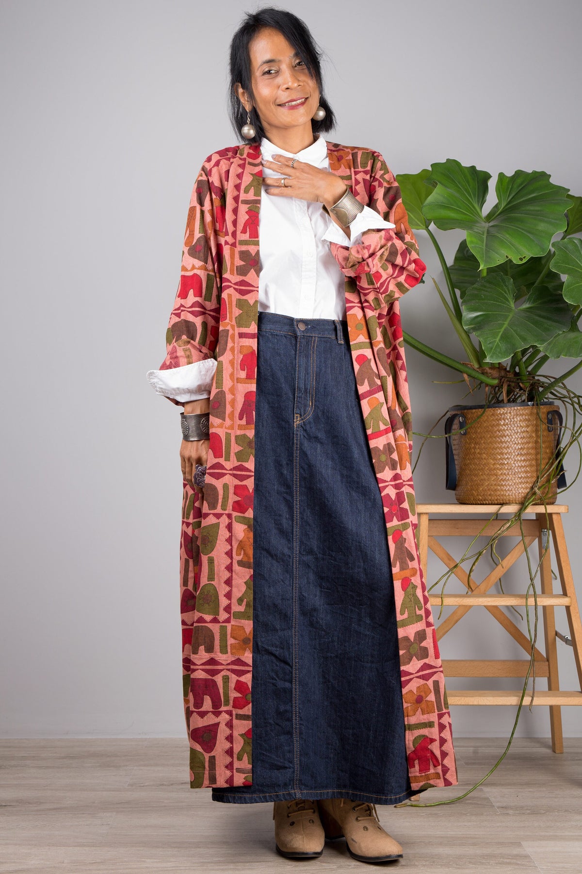 Rhea Brown Cotton Wrap Kimono — view 5
