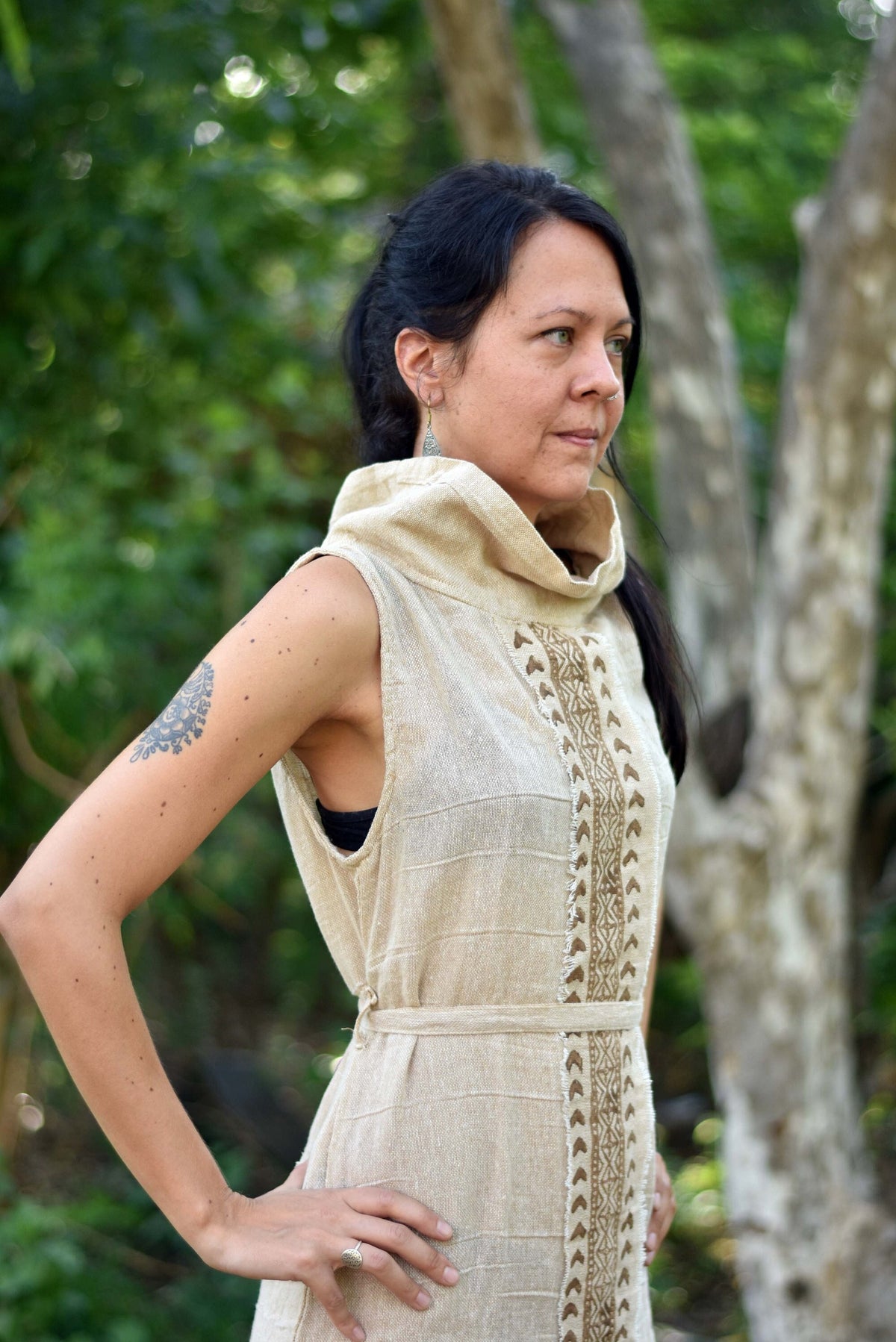 Winnie Beige Cotton Maxi Dress — Hippie Chick