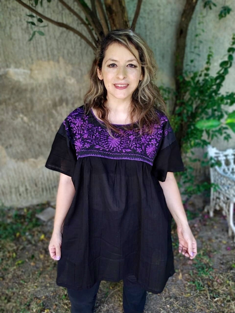 Gwen Black Cotton Blouse — view 3
