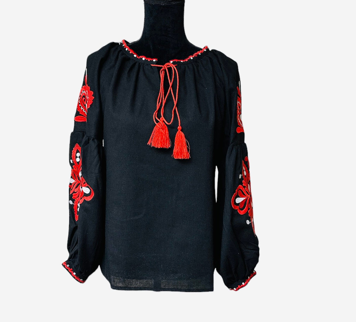 Greta Black Cotton Blouse — view 2