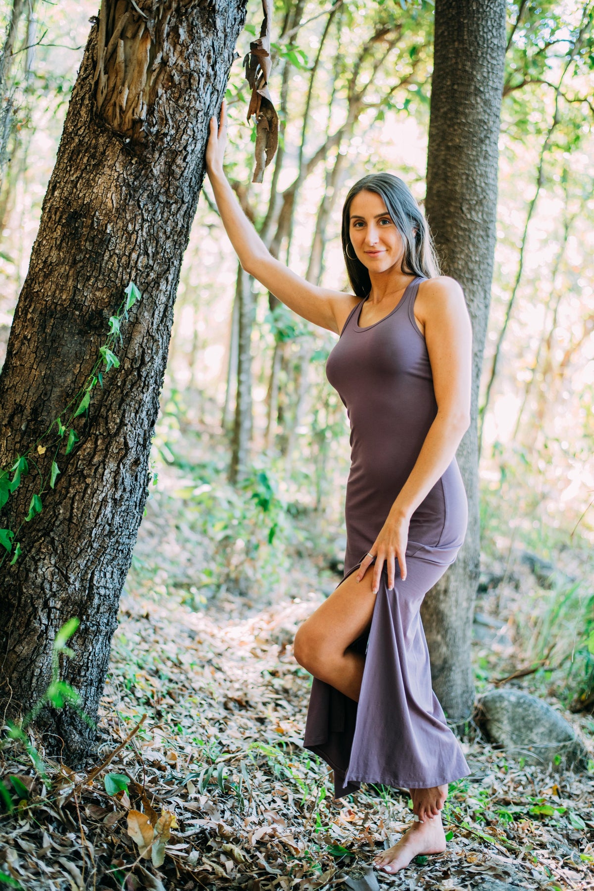 Amara Beige Cotton Maxi Dress — view 3