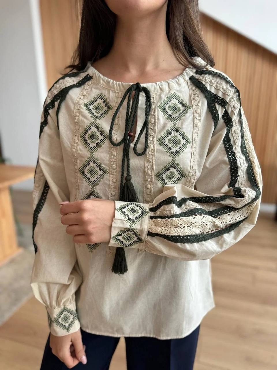 Zoe Beige Linen Blouse — view 2