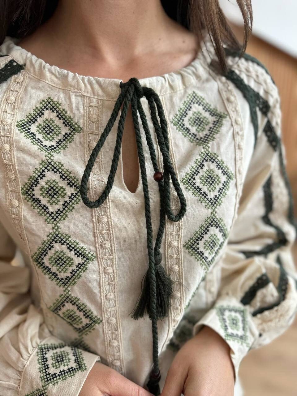 Zoe Beige Linen Blouse — view 4