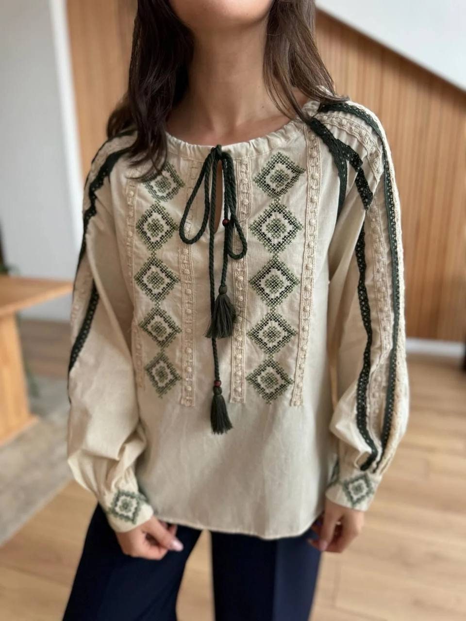 Zoe Beige Linen Blouse — view 3