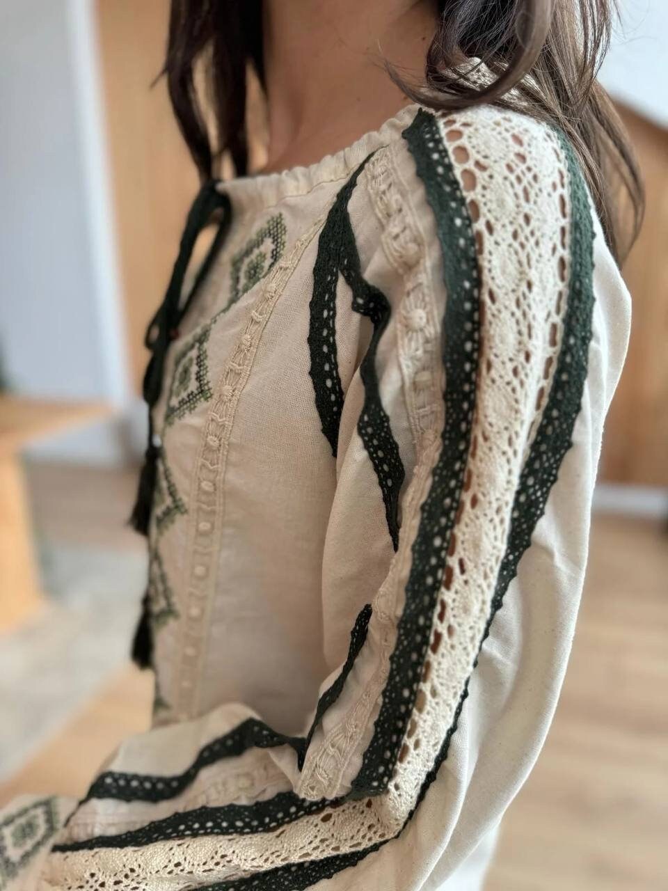 Zoe Beige Linen Blouse — view 5