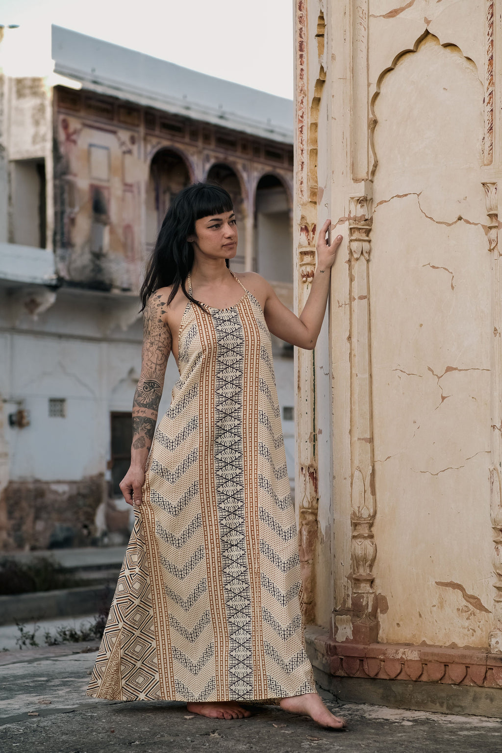 Carmen Beige Open-Back Maxi Dress — view 2