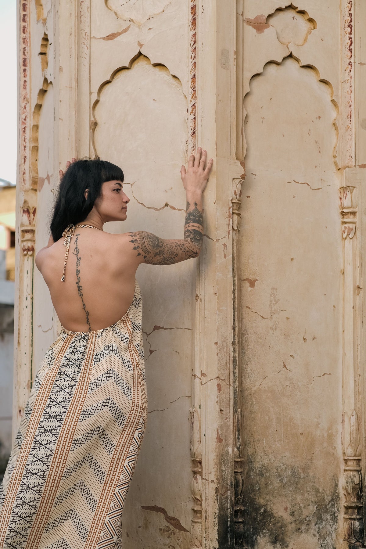 Carmen Beige Open-Back Maxi Dress — view 3