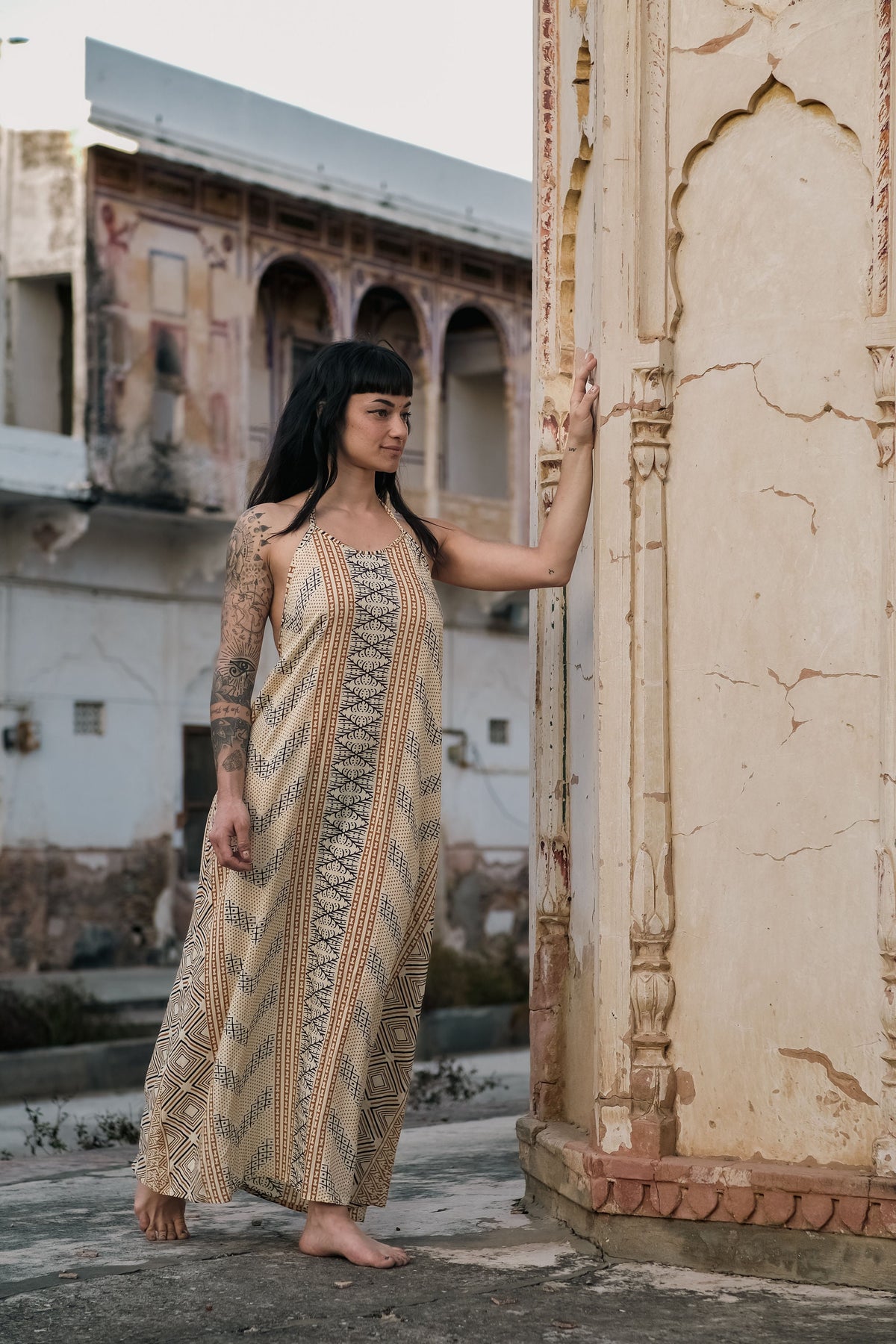 Carmen Beige Open-Back Maxi Dress — view 4