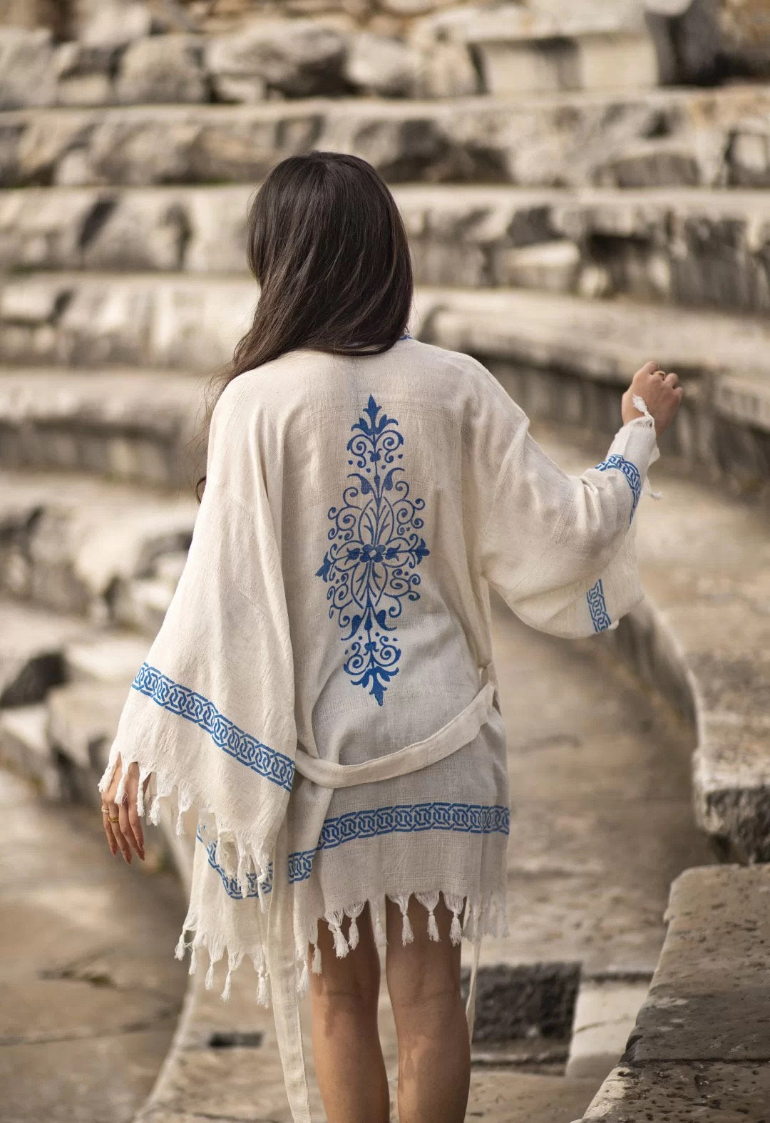 Pia Gray Linen Wrap Kimono — Hippie Chick