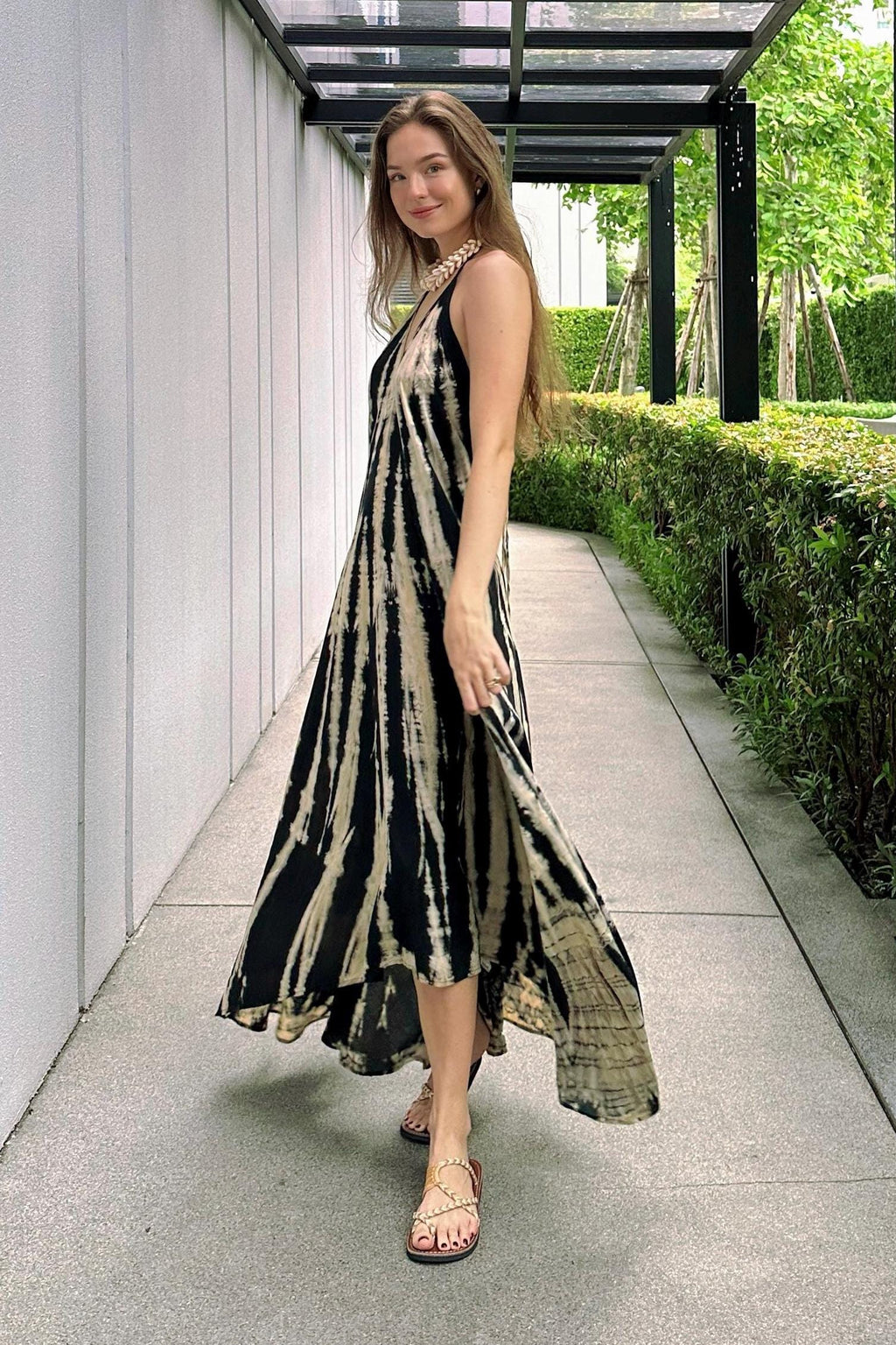 Viola Black Tie-Dye Maxi Dress — view 4