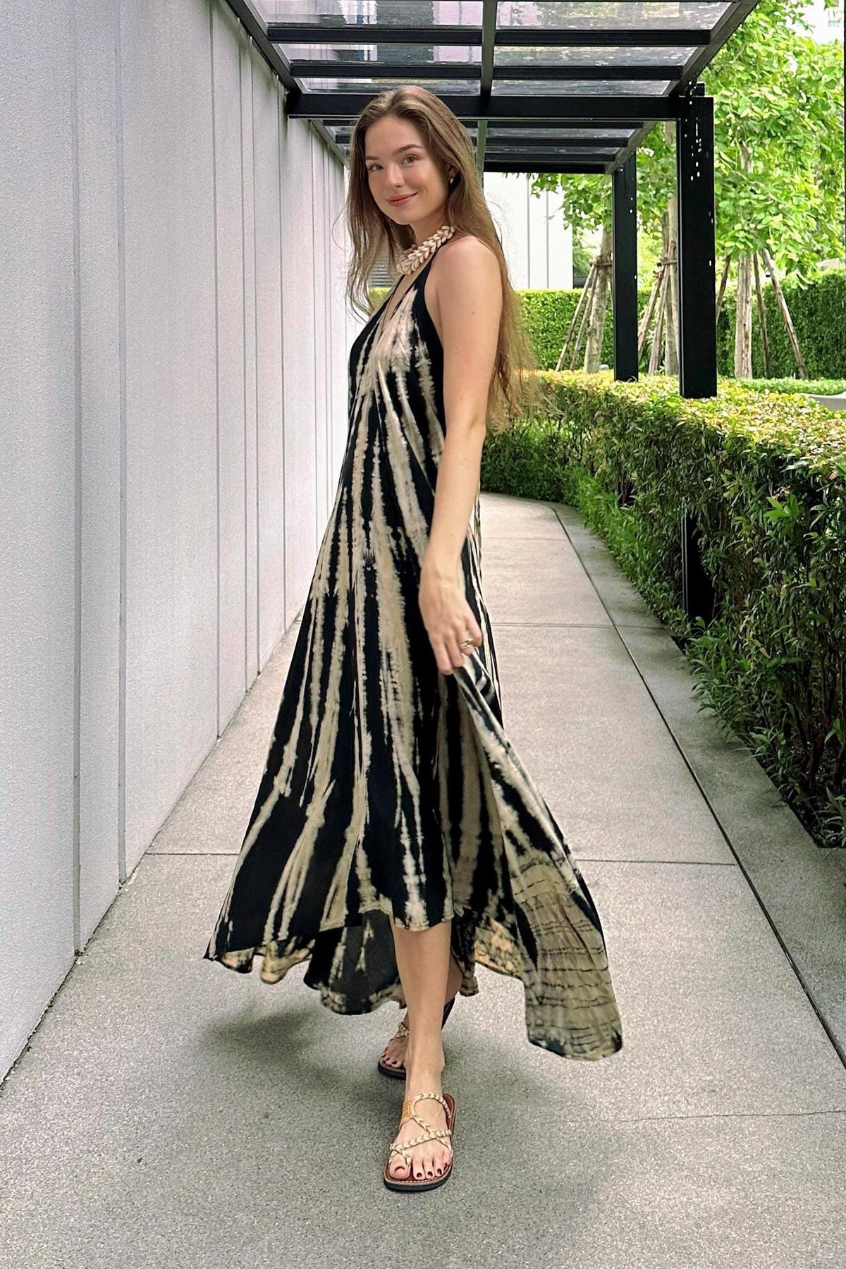 Viola Black Tie-Dye Maxi Dress — view 4