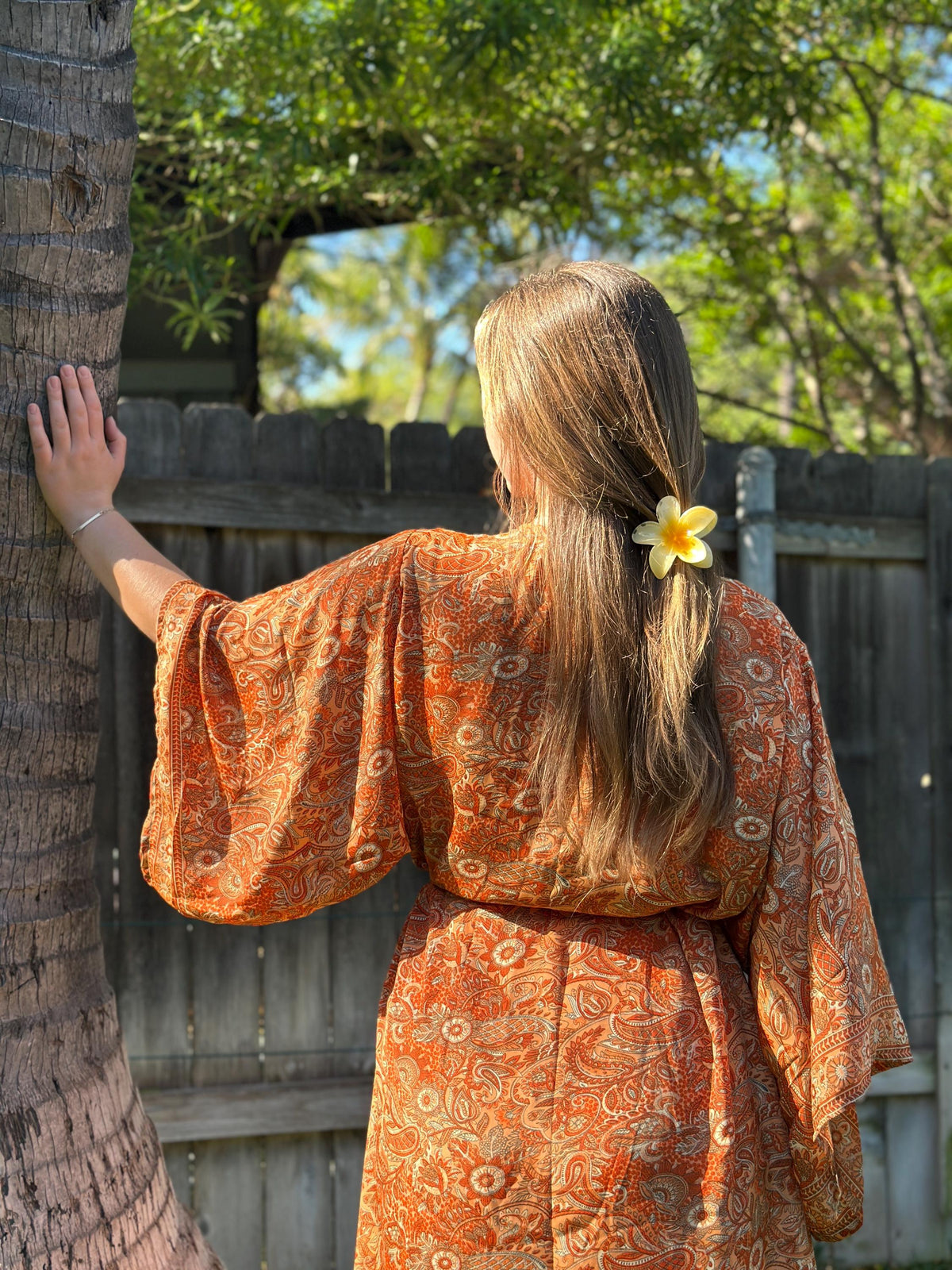 Maeve Orange Wrap Kimono — view 3