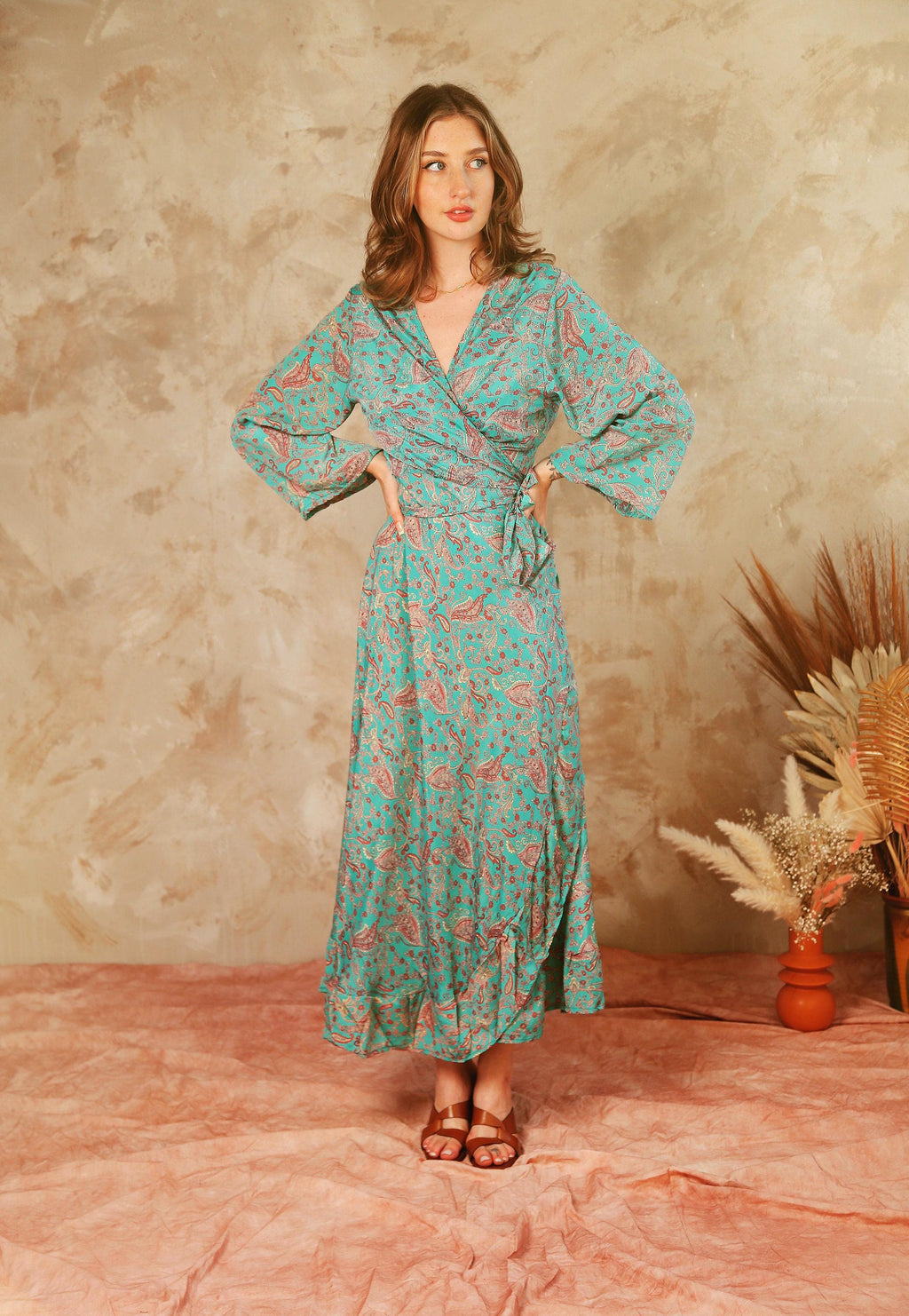 Valen Floral Wrap Midi Dress — view 6
