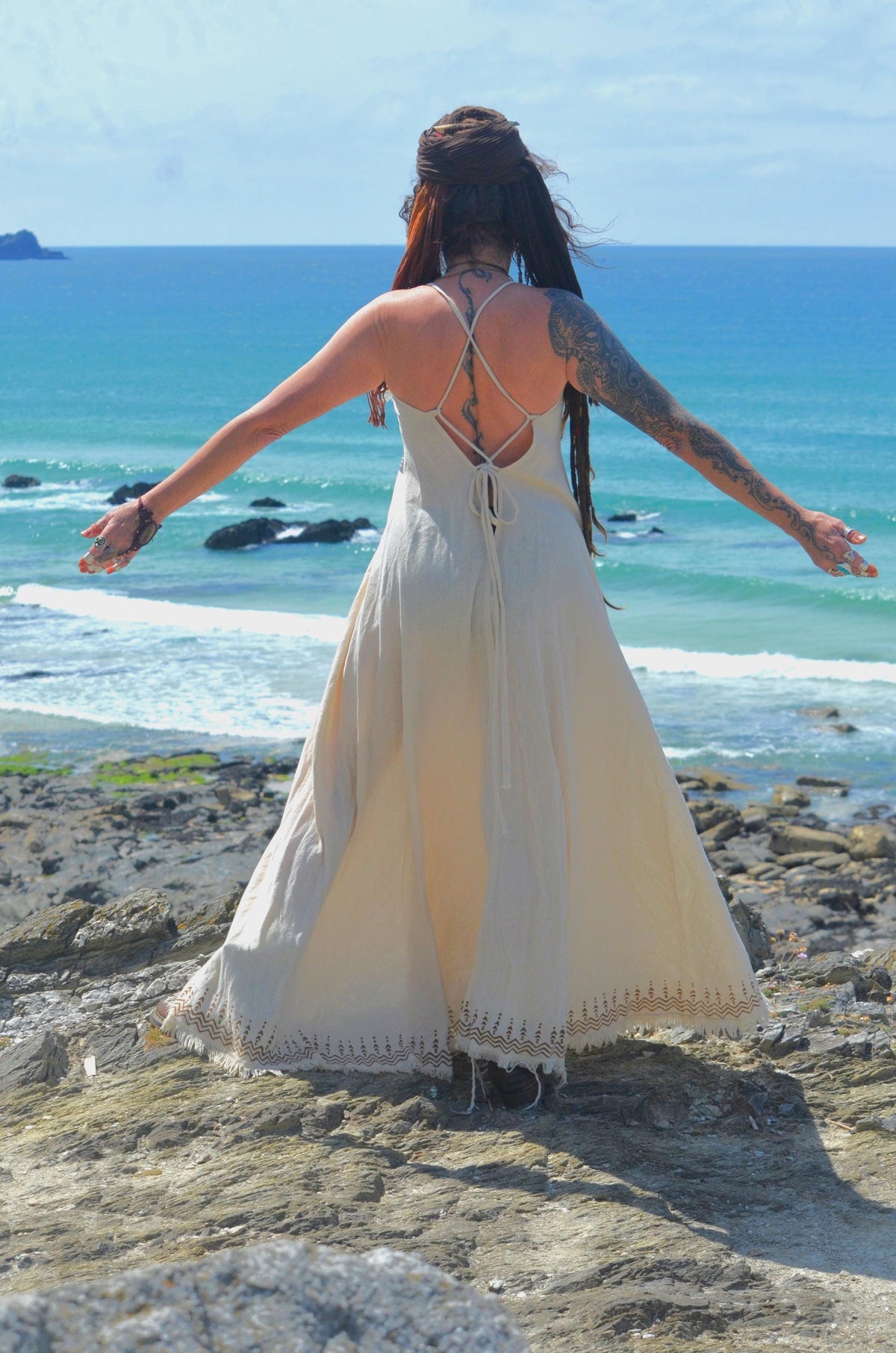 Mila Block-Print Cotton Maxi Dress — view 6